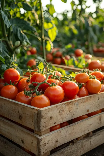 Caja de tomate maduro para el sofrito