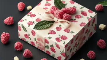Diseño de caja de pastel de frambuesas