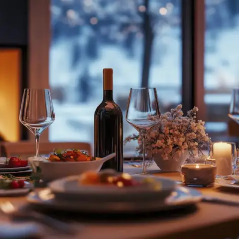 Mesa montada en casa en Invierno