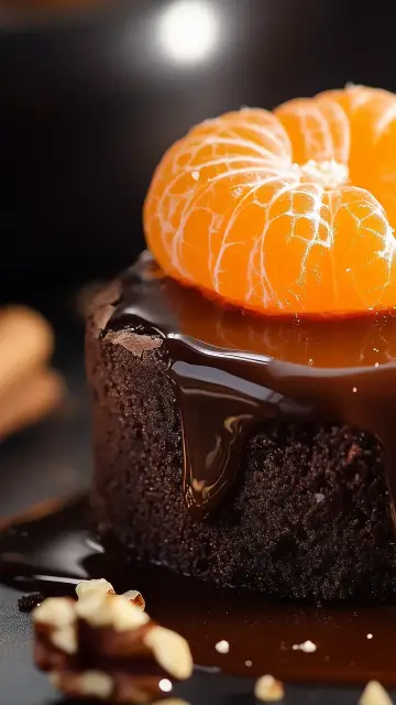 Brownie con mandarina vista móvil