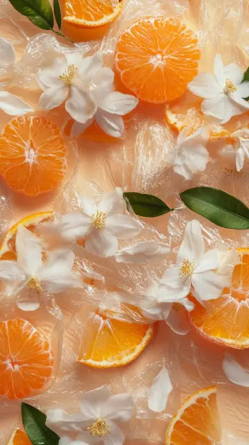 Mandarinas y flores de azahar