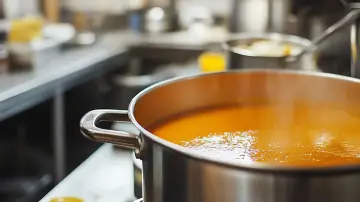 Olla de caldo de pescado al pase
