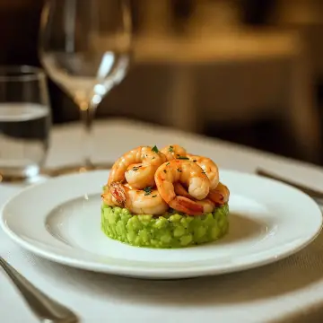 Aguacate con gambita blanca y salsa coctél