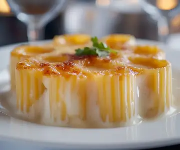 Macarrones XL (Rigatoni) rellenos de salmón fresco y champiñones