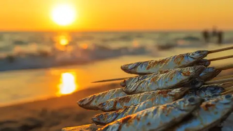 Espeto de sardinas en la playa