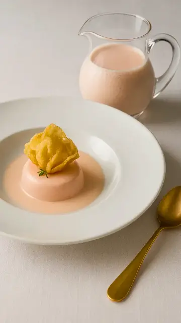 Vichyssoise de cigalas con pannacotta de cigalas