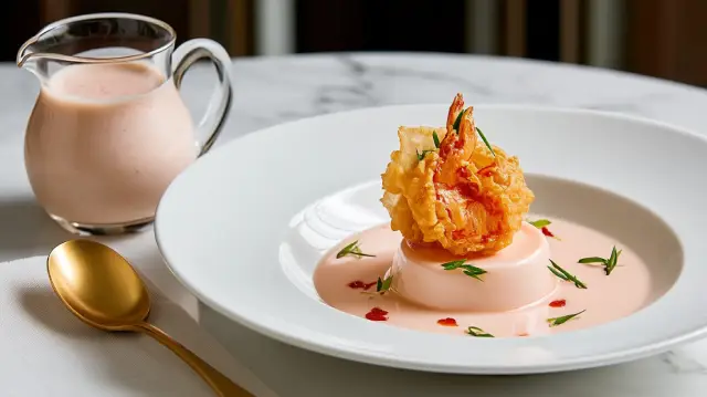 Cigalas "3 en 1": Vichyssoise, Pannacotta & Dumpling