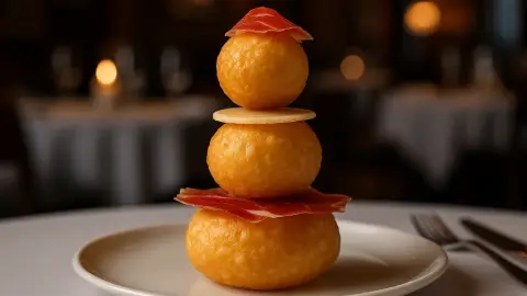 Montaditos Airbag con Tomate confitado, Jamón Ibérico y Queso