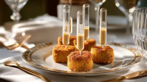 Almejas rellenas con salsa de pollo y foie