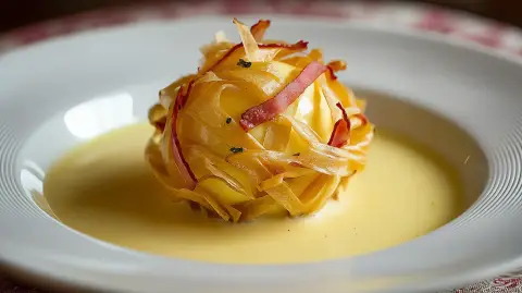 Huevos fritos crujientes y cremosos con jamón