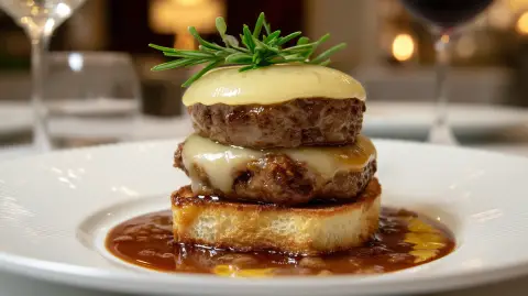 Hamburguesa de carrillera de cerdo al Oporto con queso fundido