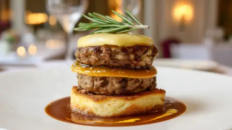 Hamburguesa de carrillera de cerdo al Oporto con Cheddar y Gruyere