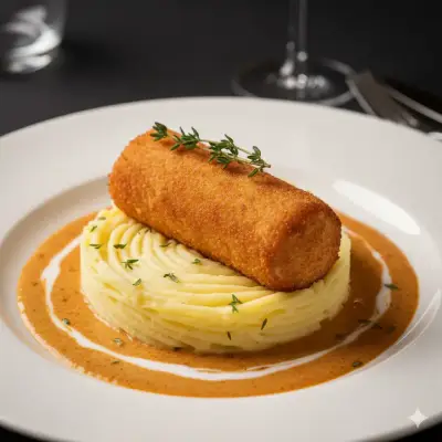 Pollo Cordon Blue, Puré de Patatas, Salsa de Coco y Tandoori. Version Reel