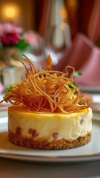 Tarta De san Valentin: salada de 3 quesos, cebolla y bacon