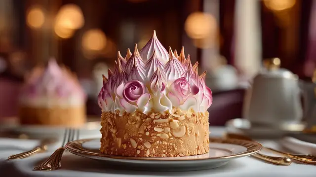 Tarta de Almendra 2.0 con Interior Helado y Merengue de Frambuesa