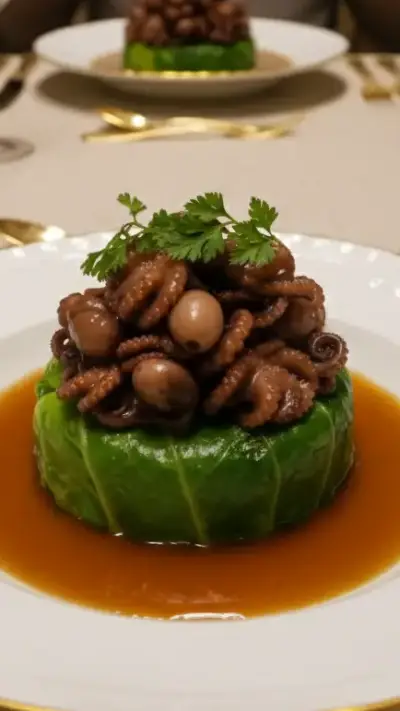 Trinxat de Col y Patata Pulpitos Salteados y Jugo de Cebollas