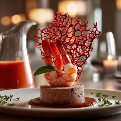 Paté de Berenjena Asada con Gambas y Salsa de Curry Rojo
