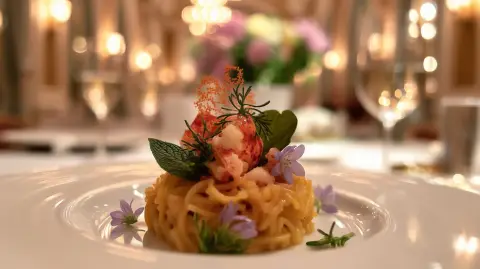 Fideos con crema de Bogavante y Albahaca