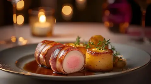Filet Mignon de Cerdo Envuelto en Bacon | Patatas Glaseadas al Estilo Chef