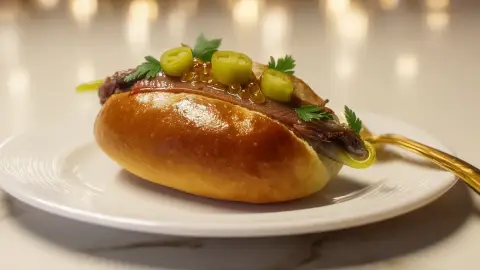 Anchoas del Cantábrico, Yema Confitada, Berenjena y Bollo de Mantequilla de Bilbao