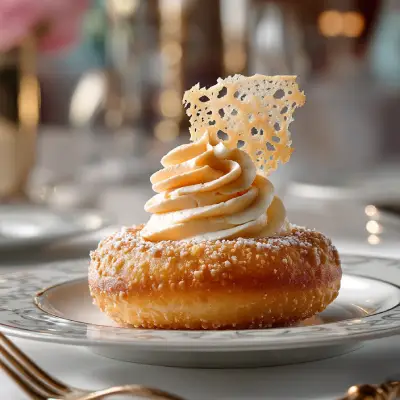 Donuts de patata, crema montada de chorizo y crujiente de aceite dee chorizo
