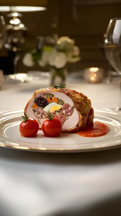 Palpeton de lomo relleno, coulis y trampantojo de tomate - Receta Michelin