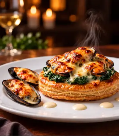 Tarta Hojaldrada de Espinacas y Mejillones: Alta Cocina en Casa