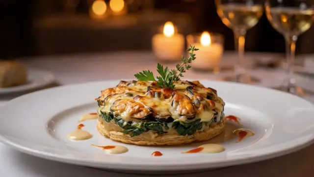 Tarta Hojaldrada de Espinacas y Gratin de mejillones